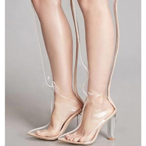 Nasty Gal Cape Robbin Clear Kim K Over the Knee Boots - Picture 2 of 8